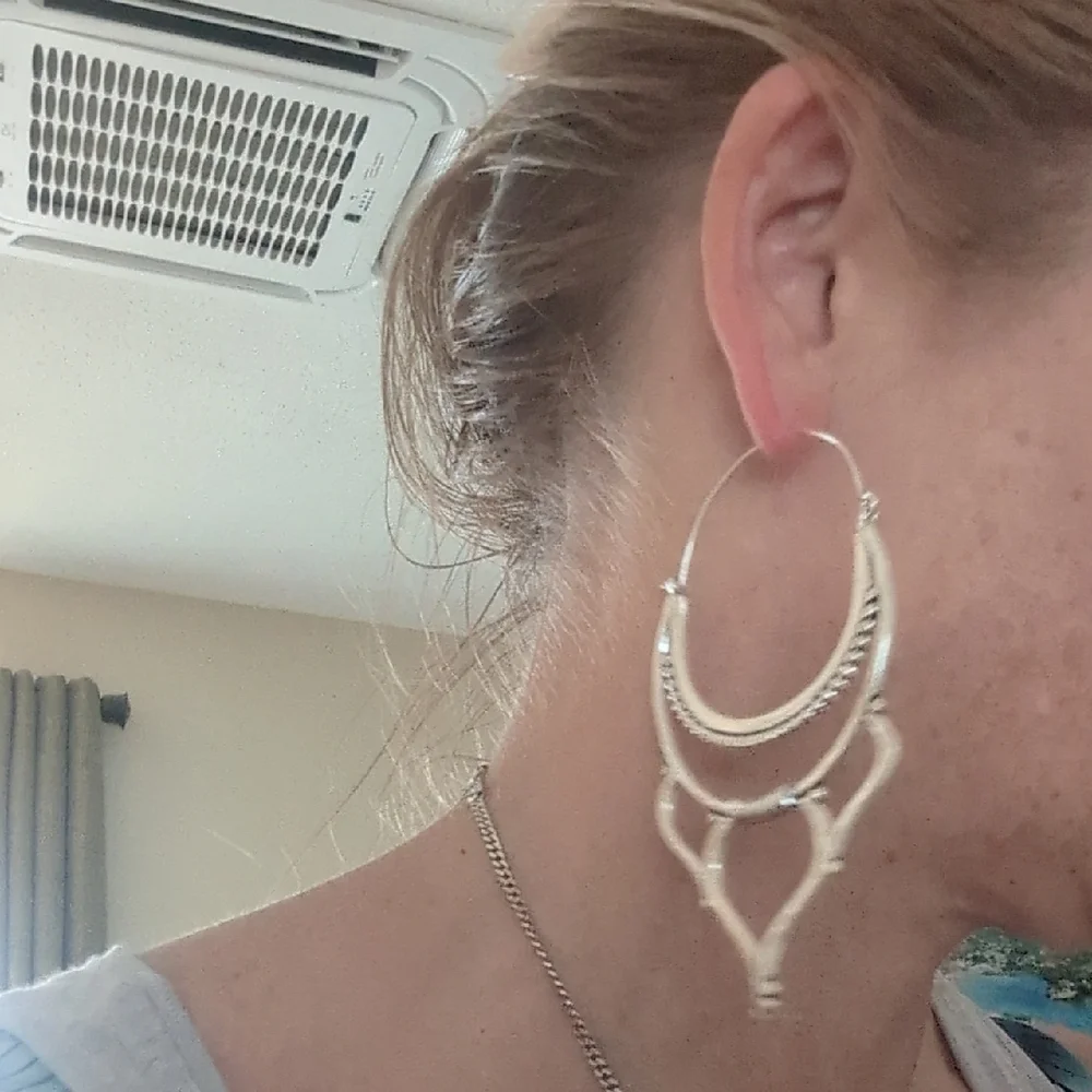 Elegant Silver Hoop Earrings - Picture 4 of 4